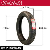 Kenda Kruz K673 110/90-19 (62H) Front Motorcycle Tire  - Bias Ply, Tubeless, DOT Approved, High-Mileage Cruiser Tire with Excellent Wet Grip and Stability, (110-9019 62H) Includes Kenda Keychain